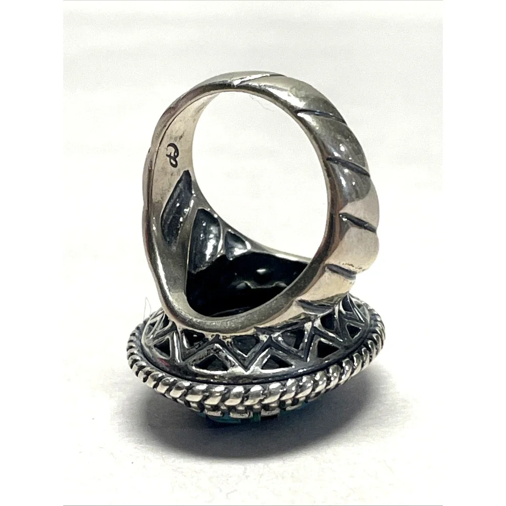 Carolyn Pollack 925 Sterling Silver Multi-Stone Ring Size 6 Geometric Inlay 14g